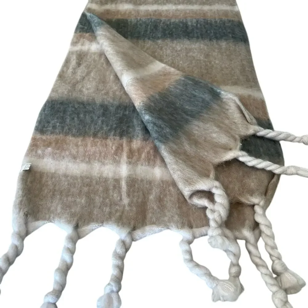 Cozy Soft Striped Blanket Scarf with Fringe